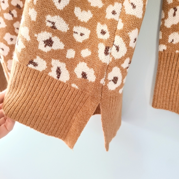 NWT LOFT Sparkling Gold Leopard Print Mock Neck Thick + Stretchy + Soft Sweater - Picture 5 of 8